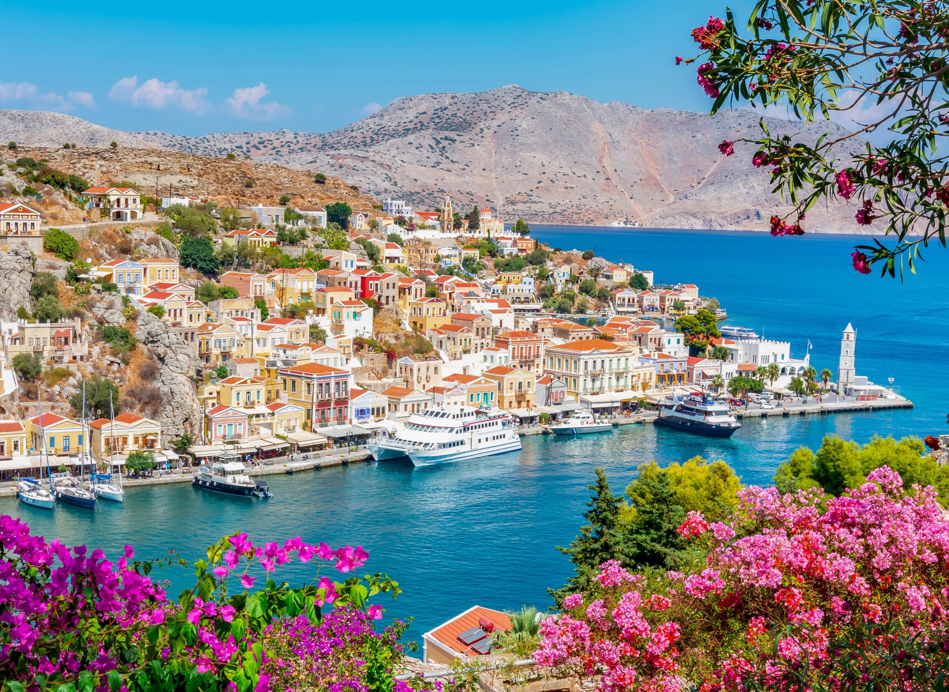Symi town cityscape, Dodecanese islands, Greece