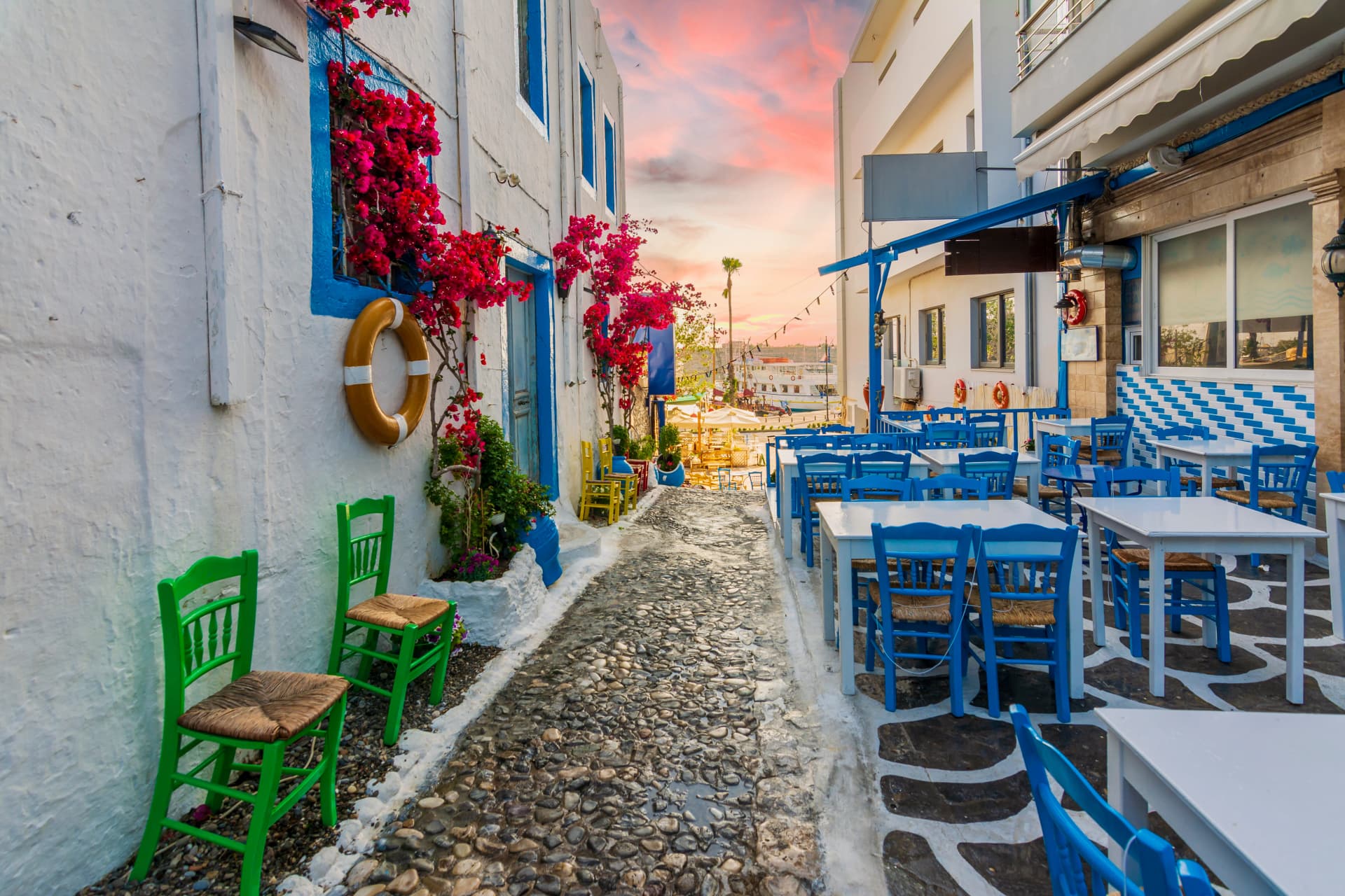 Beautiful street view in Kos Island. Kos Island is populer tourist destination in Greece.