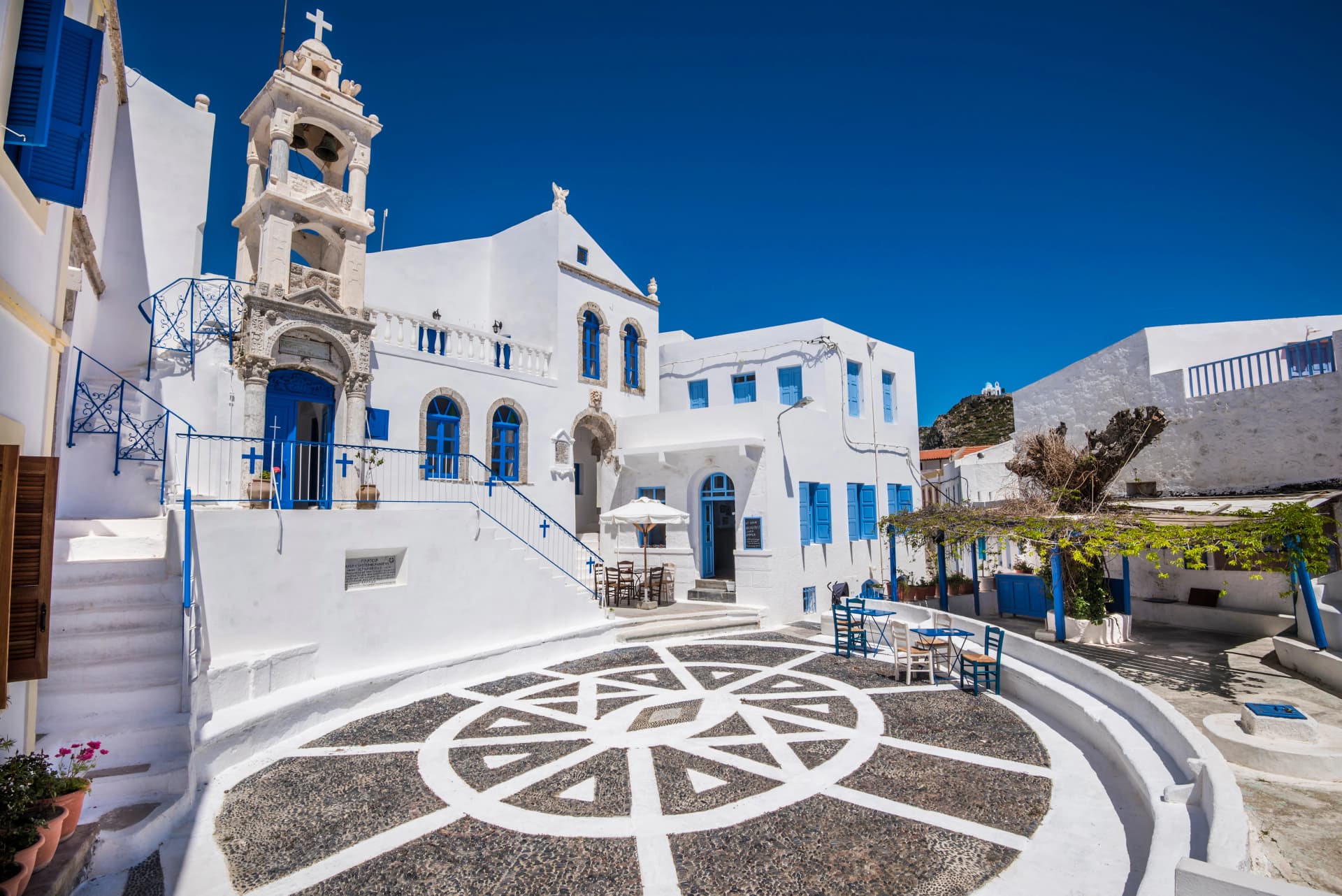 Nikia village in Nisiros island, main square