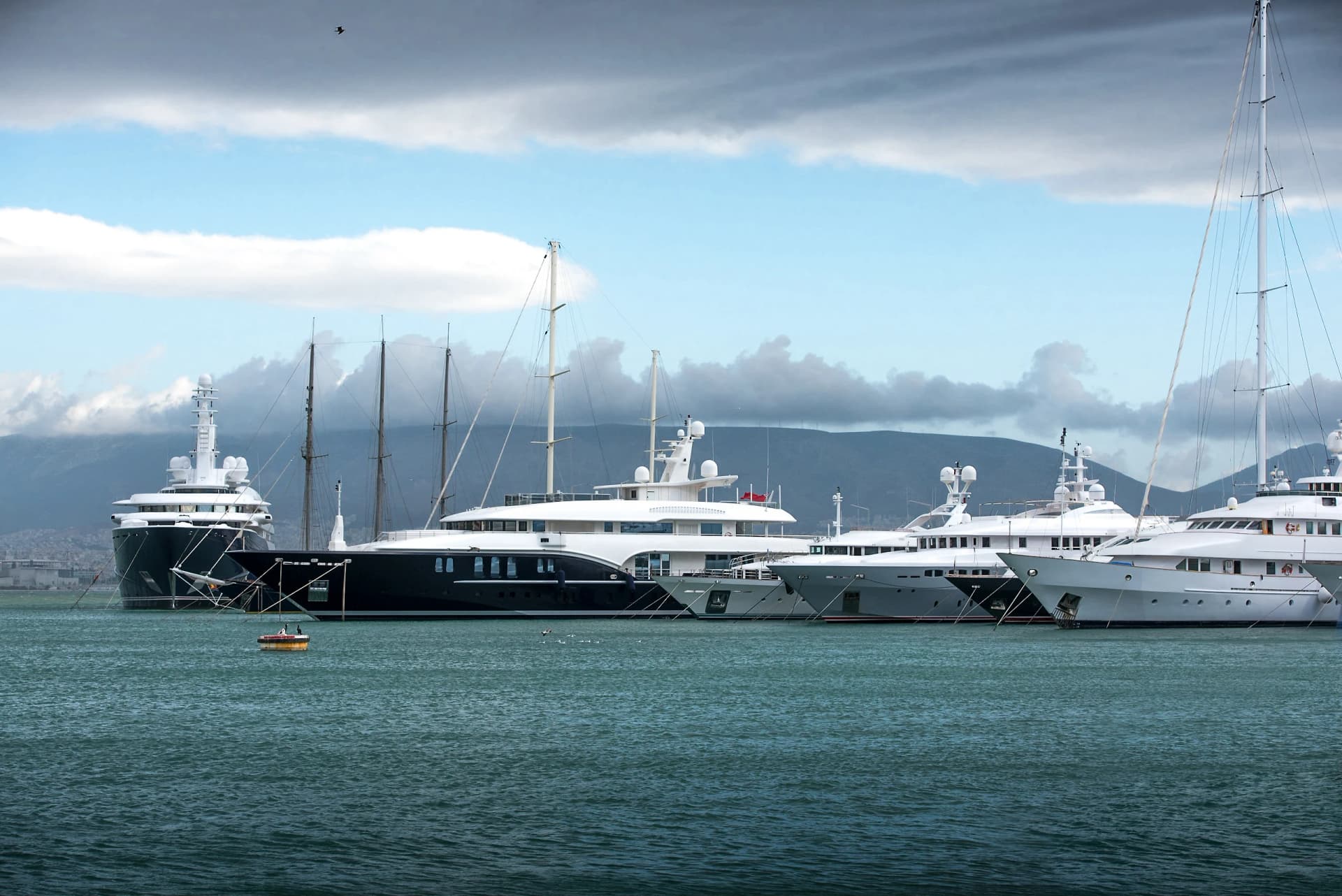 Luxury motorboats and yachts at the dock.Marina Zeas, Piraeus,Greece
