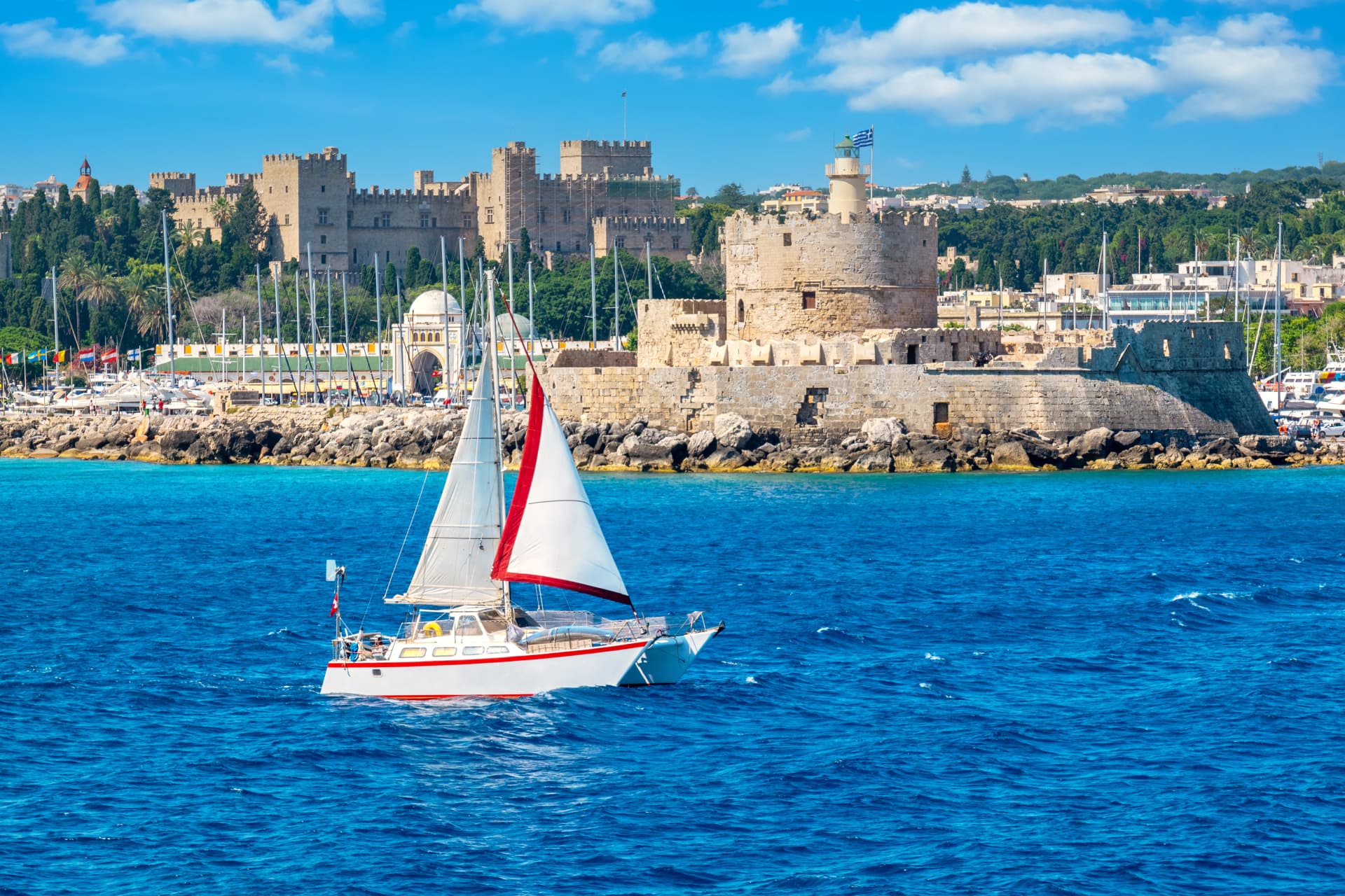 Seascape of Rhodes town. Rhodes, Greece
