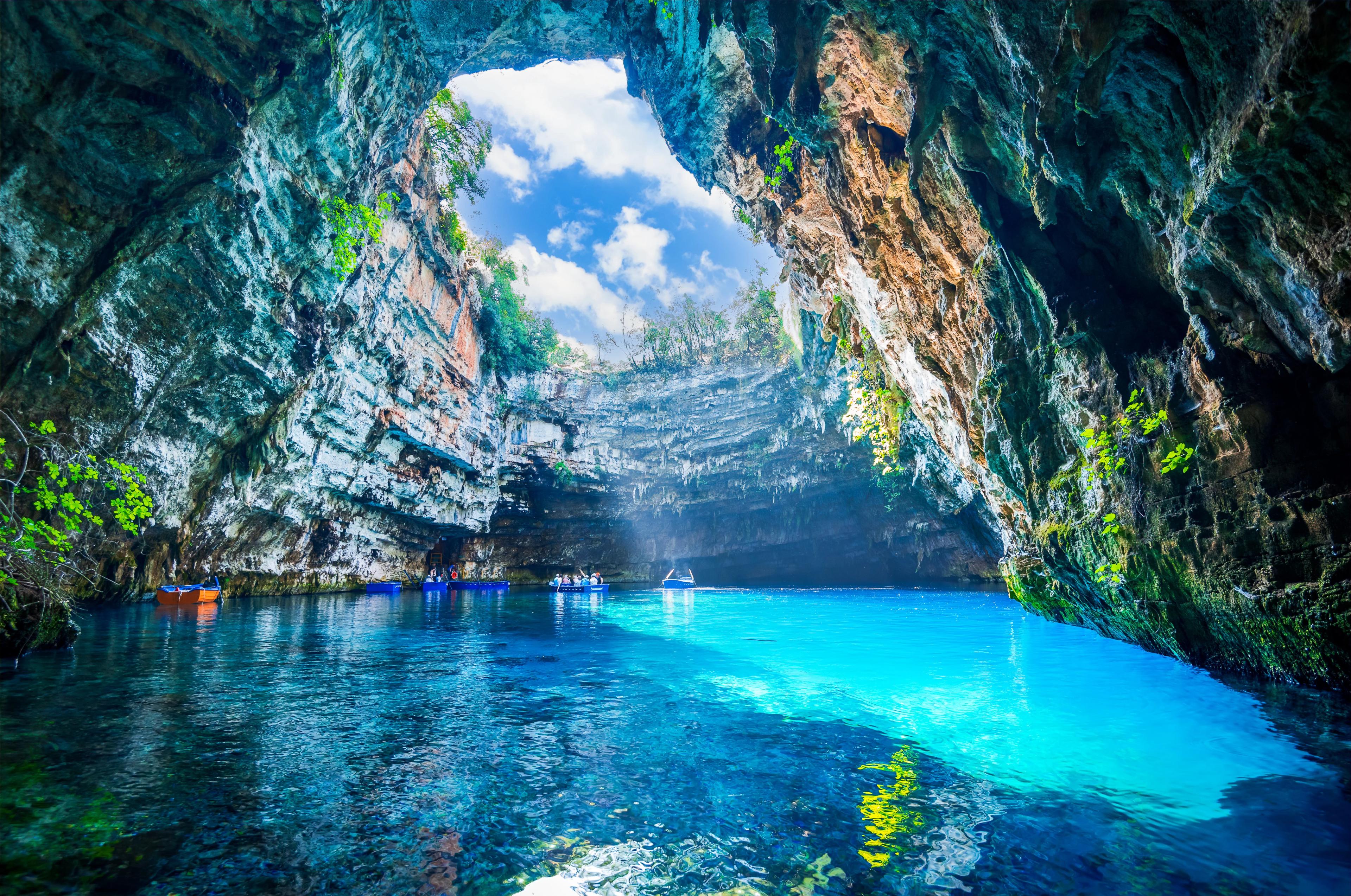 Melissani Cave, Kefalonia. Natural landmark of Ionian islands, Greece.